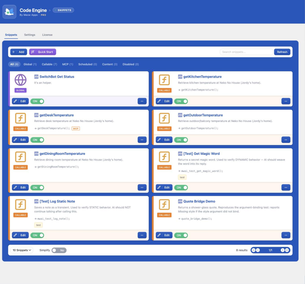 Code Engine — Snippets
