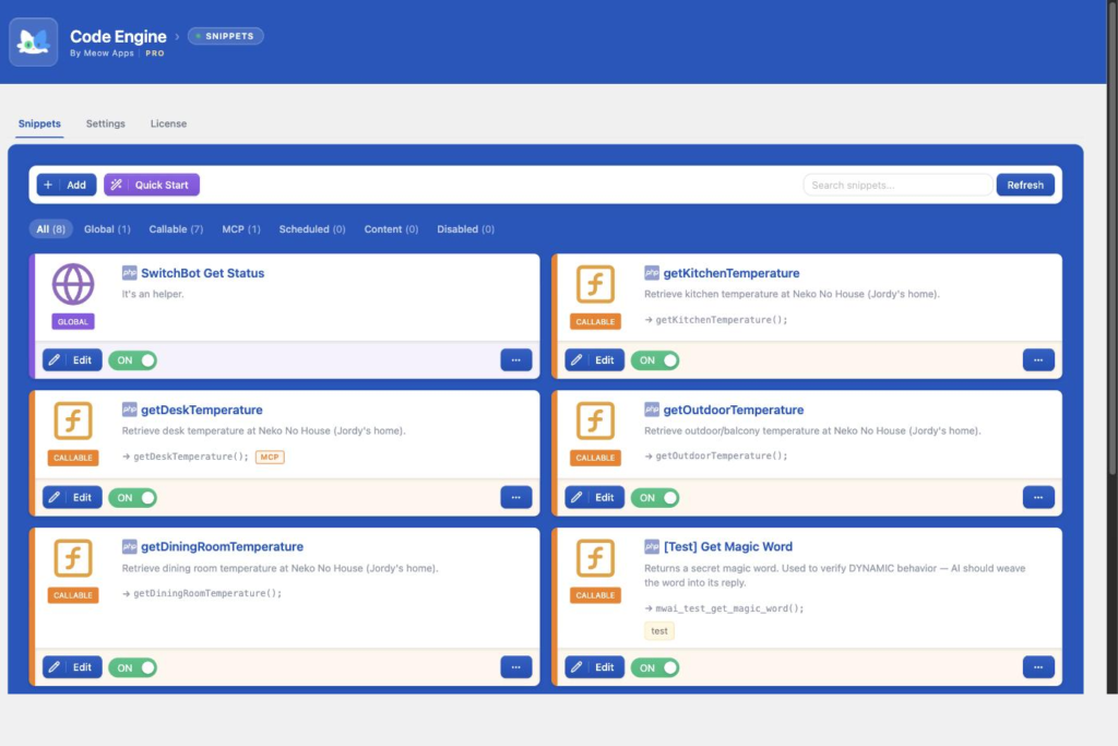 Code Engine — Snippets