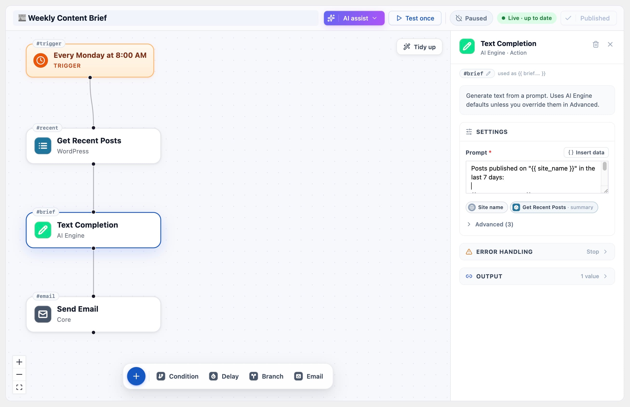 Scheduling a workflow to run on its own