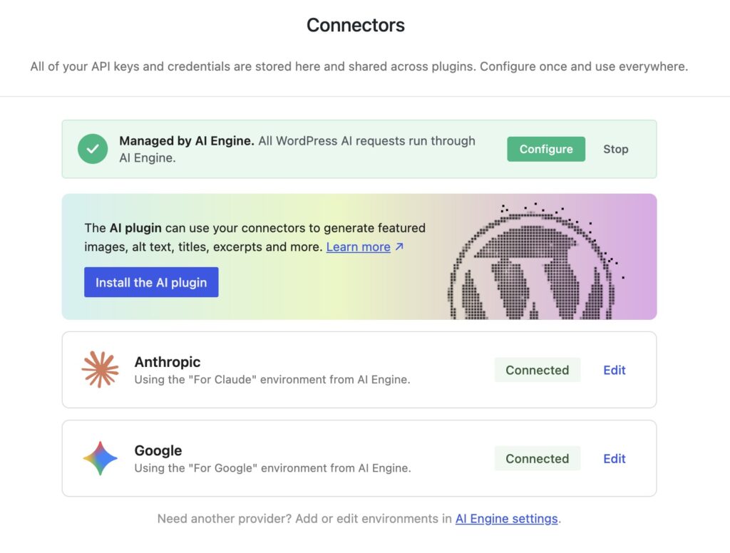 How To: Let AI Engine Manage WordPress 7’s AI Connectors | Meow Apps